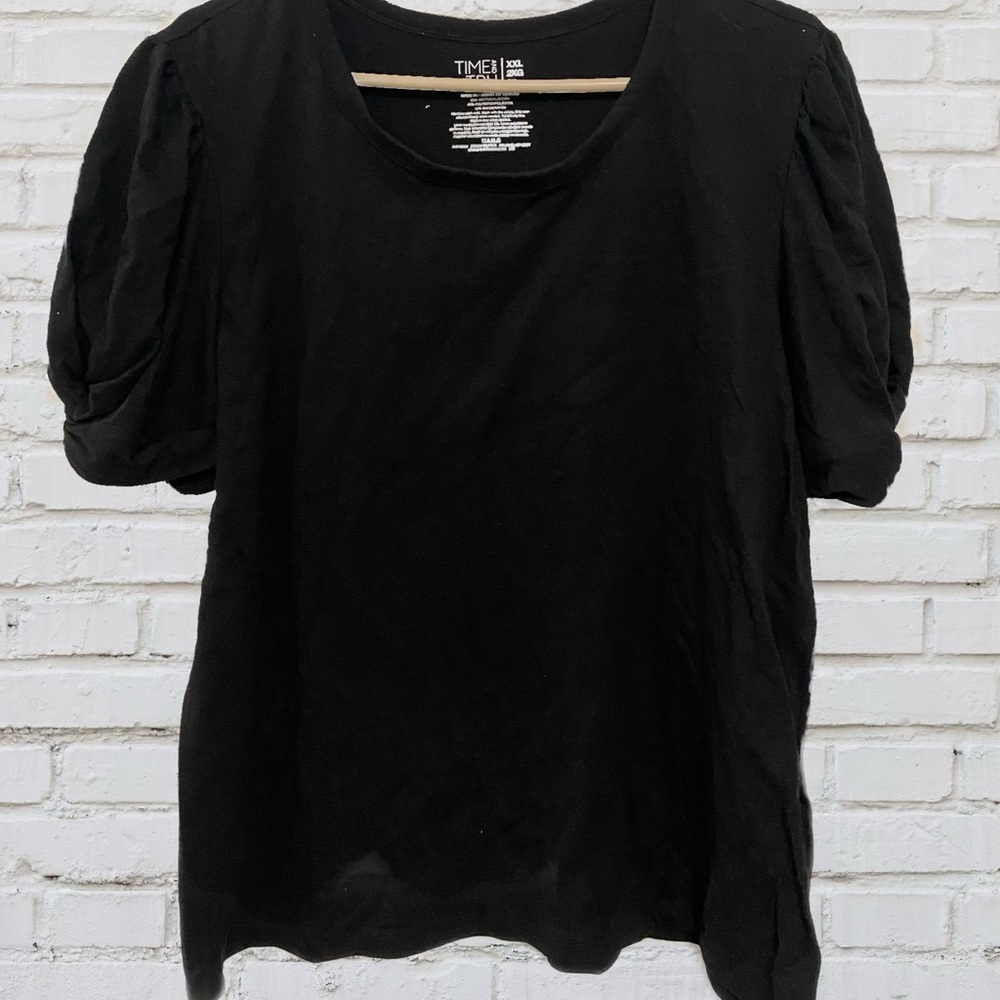NWT Time & Tru Knotted Sleeve Black Shirt